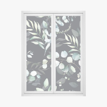 Sticker pour vitres et fenêtres motif de feuillages aquarelle sur fond sombre – Wallnifity®