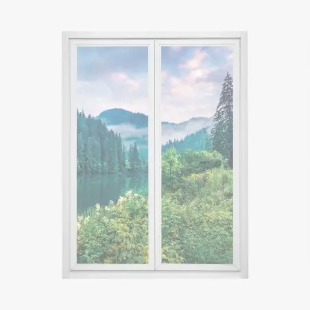 Sticker pour vitres et fenêtres aube brumeuse sur le lac Lacu Roșu – Wallnifity®