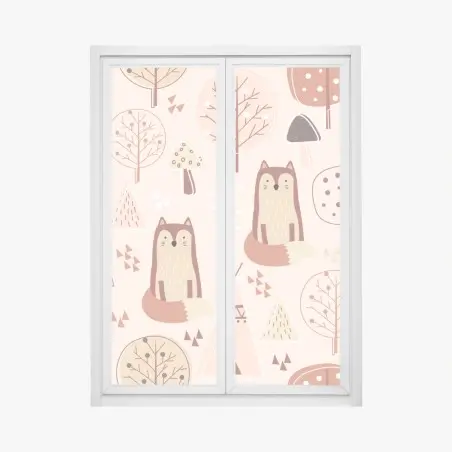 Sticker pour vitres et fenêtres motif renard doux pour chambre d'enfant – Wallnifity®