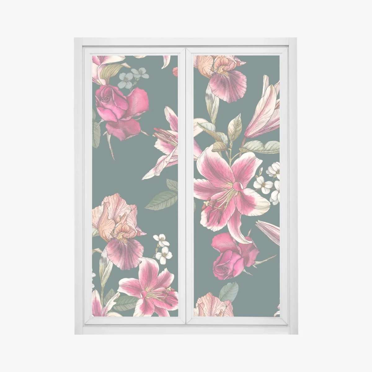 Sticker pour vitres et fenêtres motif floral élégant sur fond vert profond – Wallnifity® Sticker pour vitres et fenêtres motif floral élégant sur fond vert profond – Wallnifity®