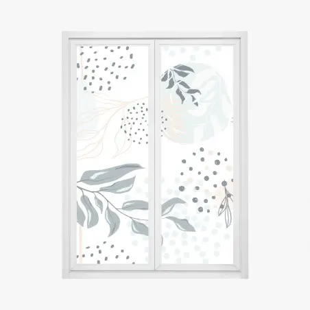 Sticker pour vitres et fenêtres esprit botanique abstrait pastel – Wallnifity®