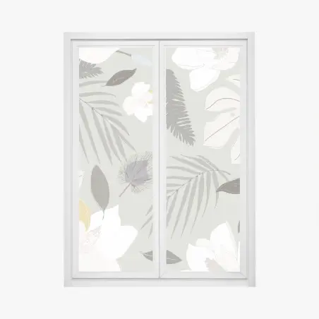Sticker pour vitres et fenêtres motif botanique tropical pastel – Wallnifity®