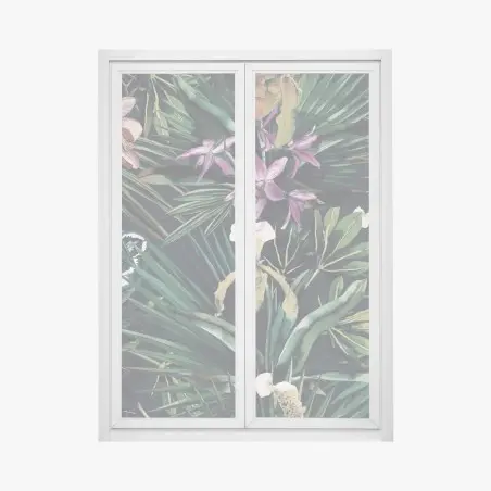 Sticker pour vitres et fenêtres paradis tropical aux orchidées aquarellées – Wallnifity®