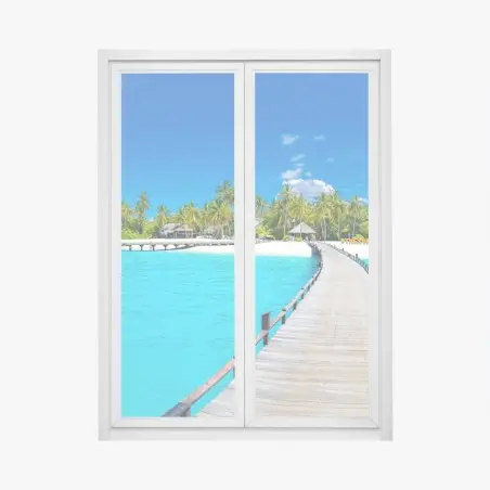 Sticker pour vitres et fenêtres ponton vers l'île paradisiaque – Wallnifity®
