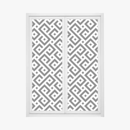 Sticker pour vitres et fenêtres motif méandre géométrique noir et blanc pour décoration murale – Wallnifity®