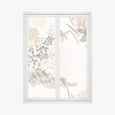 Sticker pour vitres et fenêtres motif floral délicat aux libellules – Wallnifity®