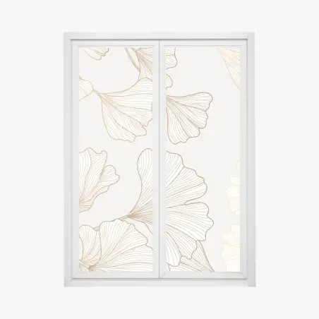 Sticker pour vitres et fenêtres motif de ginkgo doré élégant – Wallnifity®