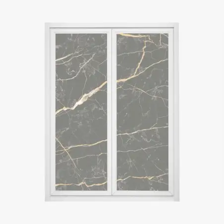 Sticker pour vitres et fenêtres marbre noir aux veines dorées – Wallnifity®