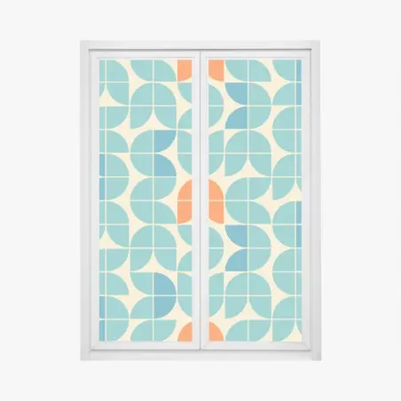 Sticker pour vitres et fenêtres motif géométrique rétro aux tulipes stylisées – Wallnifity®