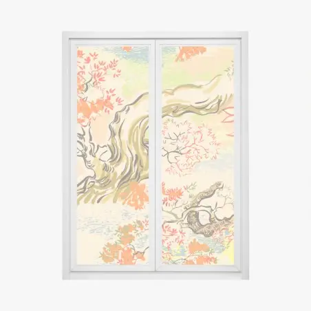 Sticker pour vitres et fenêtres paysage japonisant aux feuilles d'érable – Wallnifity®