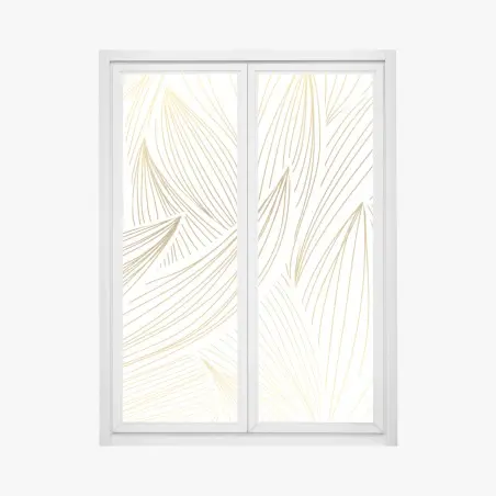 Sticker pour vitres et fenêtres motif floral doré minimaliste – Wallnifity®
