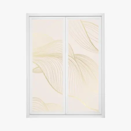 Sticker pour vitres et fenêtres vagues dorées sur fond beige poudré – Wallnifity®