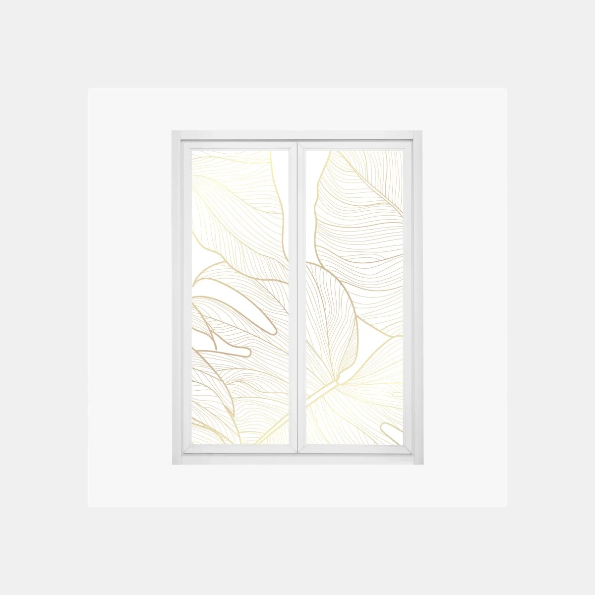 Sticker pour vitres et fenêtres feuilles tropicales dorées sur fond blanc – Wallnifity® Sticker pour vitres et fenêtres feuilles tropicales dorées sur fond blanc – Wallnifity®