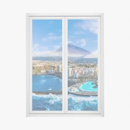 Sticker pour vitres et fenêtres panorama côtier au pied du volcan – Wallnifity®