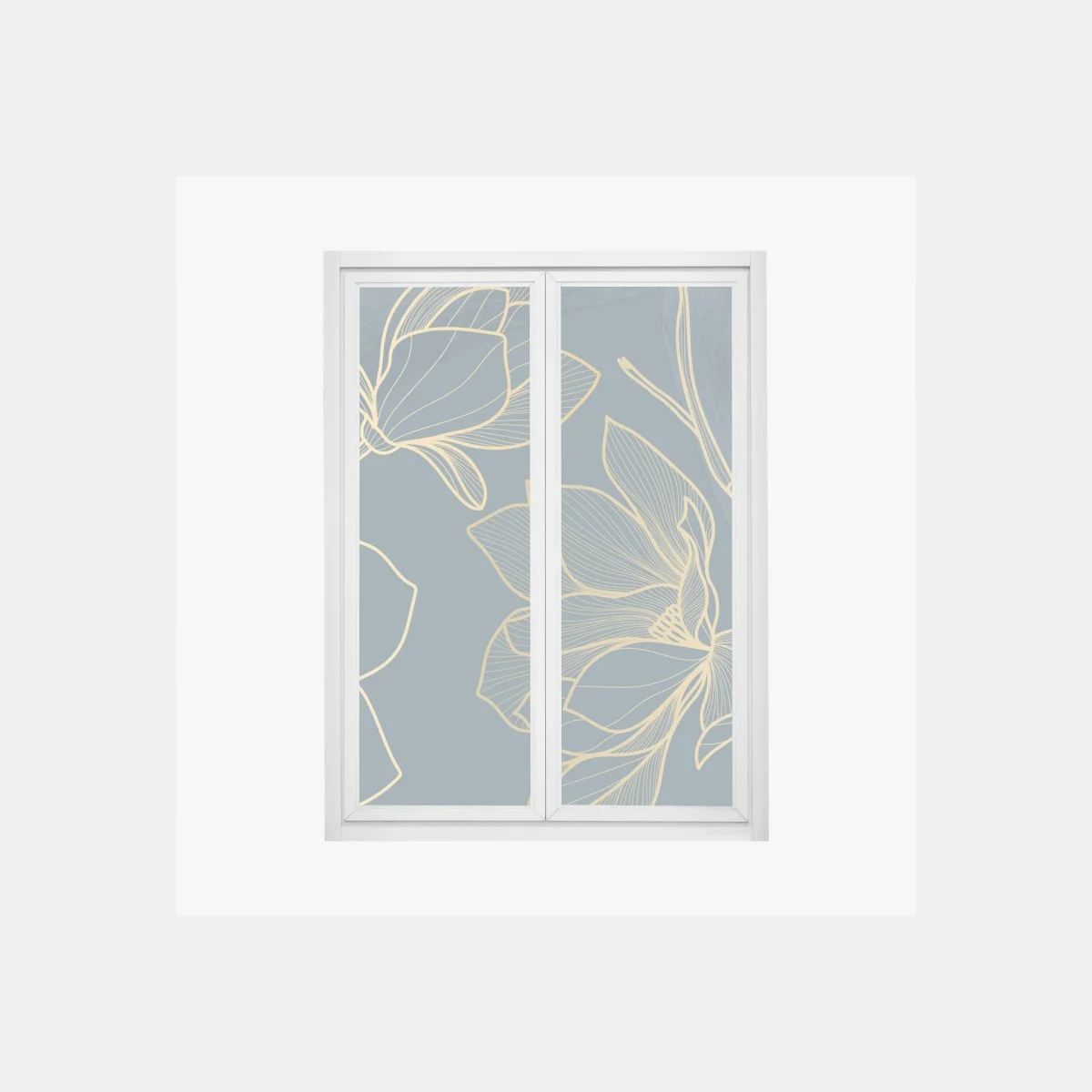 Sticker pour vitres et fenêtres motif floral doré sur fond bleu-gris – Wallnifity® Sticker pour vitres et fenêtres motif floral doré sur fond bleu-gris – Wallnifity®