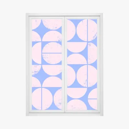 Sticker pour vitres et fenêtres motif géométrique rétro rose et bleu – Wallnifity®