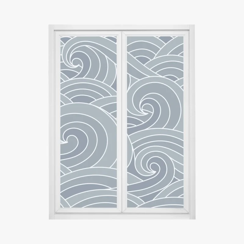 Sticker pour vitres et fenêtres vagues stylisées japonaises bleu-gris – Wallnifity® Sticker pour vitres et fenêtres vagues stylisées japonaises bleu-gris – Wallnifity®