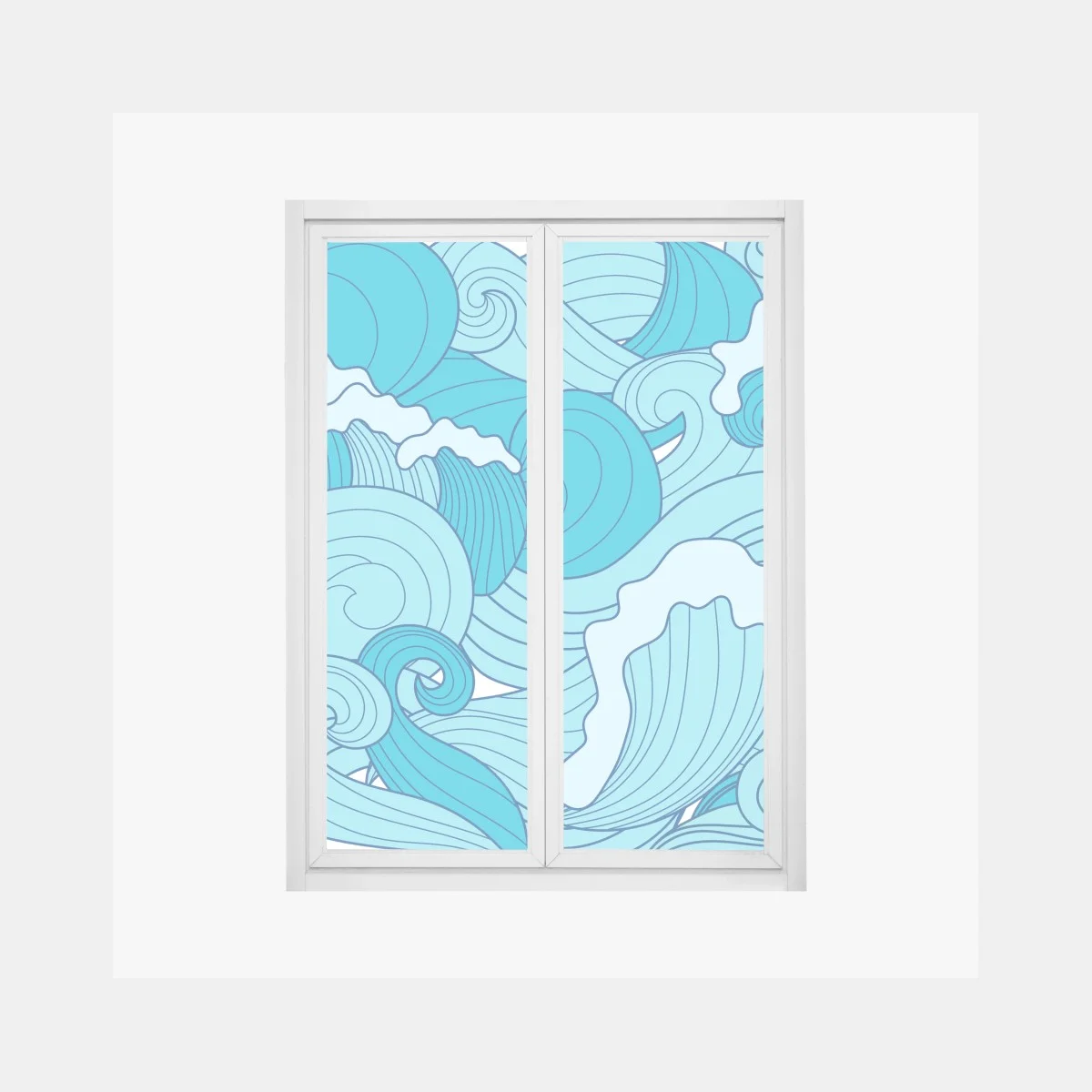 Sticker pour vitres et fenêtres vagues stylisées en nuances de bleu – Wallnifity® Sticker pour vitres et fenêtres vagues stylisées en nuances de bleu – Wallnifity®
