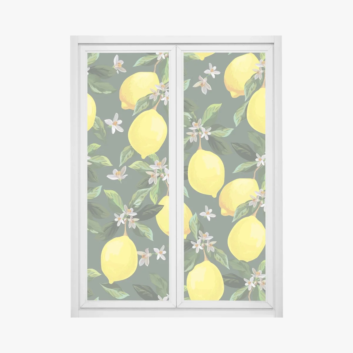 Sticker pour vitres et fenêtres motif citrons et fleurs sur fond vert – Wallnifity® Sticker pour vitres et fenêtres motif citrons et fleurs sur fond vert – Wallnifity®