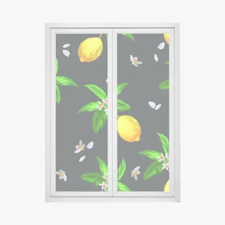 Sticker pour vitres et fenêtres motif citronné tropical sur fond sombre – Wallnifity®