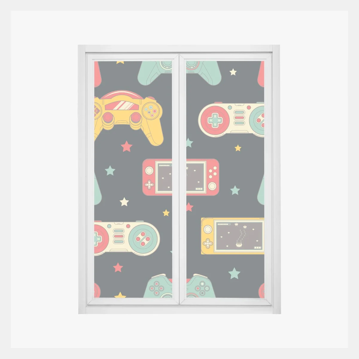 Sticker pour vitres et fenêtres motif rétro de manettes de jeu colorées – Wallnifity® Sticker pour vitres et fenêtres motif rétro de manettes de jeu colorées – Wallnifity®
