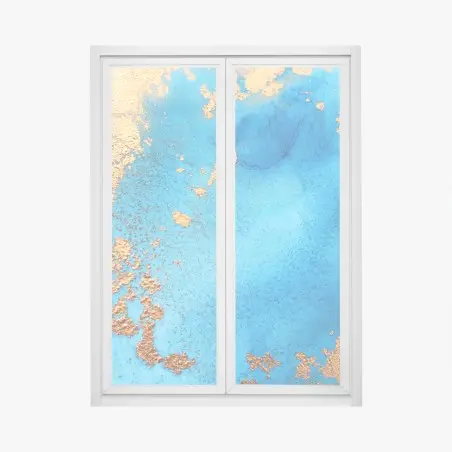 Sticker pour vitres et fenêtres éclat azur et or abstrait – Wallnifity®
