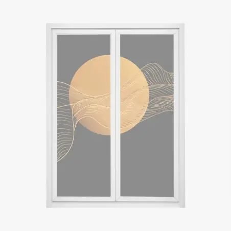 Sticker pour vitres et fenêtres ondulations dorées sur fond noir – Wallnifity®