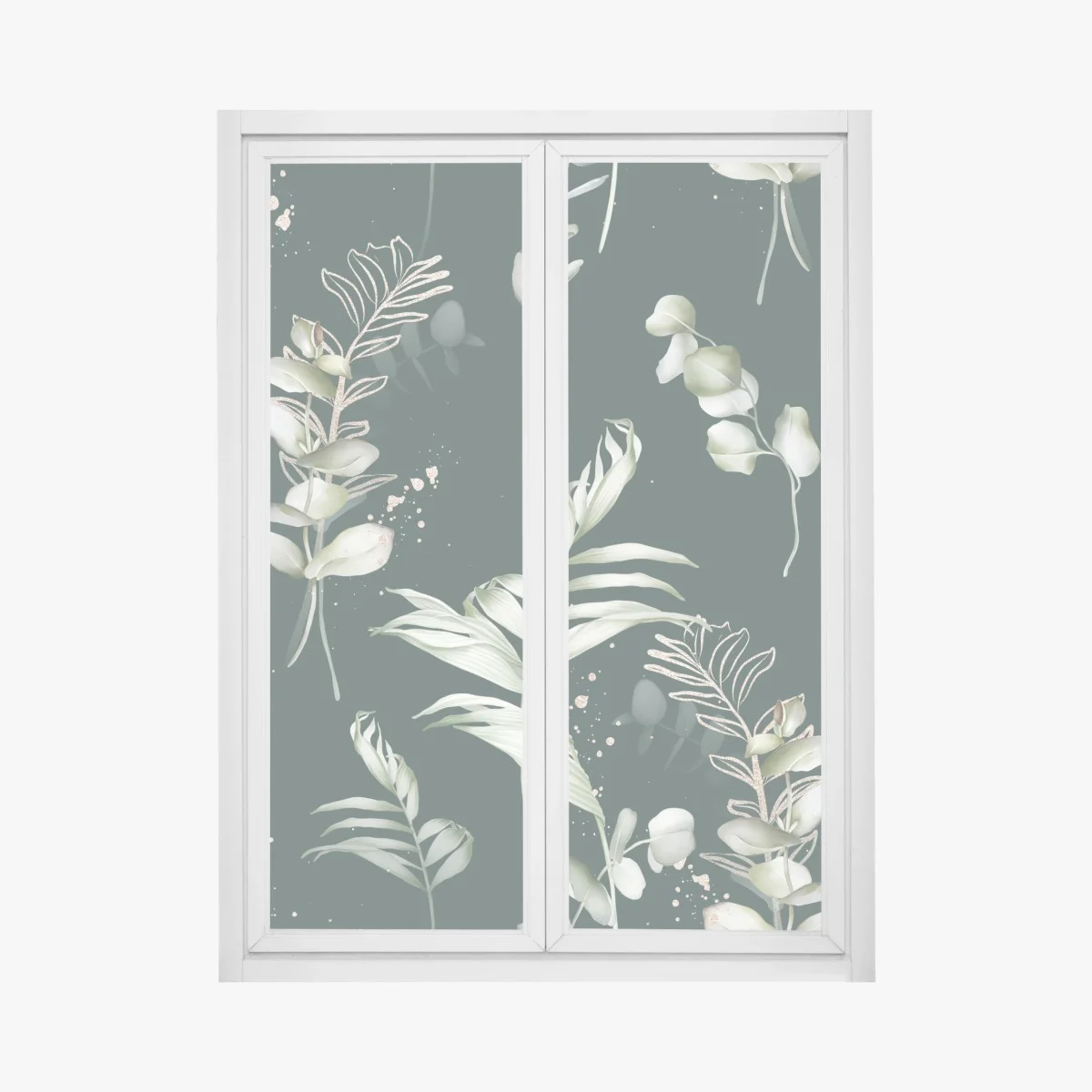 Sticker pour vitres et fenêtres motif eucalyptus doré sur fond vert profond – Wallnifity® Sticker pour vitres et fenêtres motif eucalyptus doré sur fond vert profond – Wallnifity®