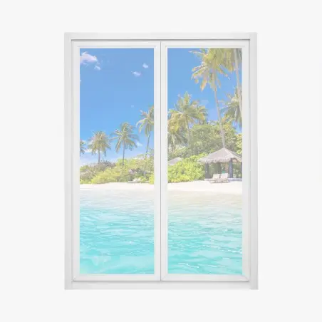 Sticker pour vitres et fenêtres plage tropicale paradisiaque bord de mer – Wallnifity®