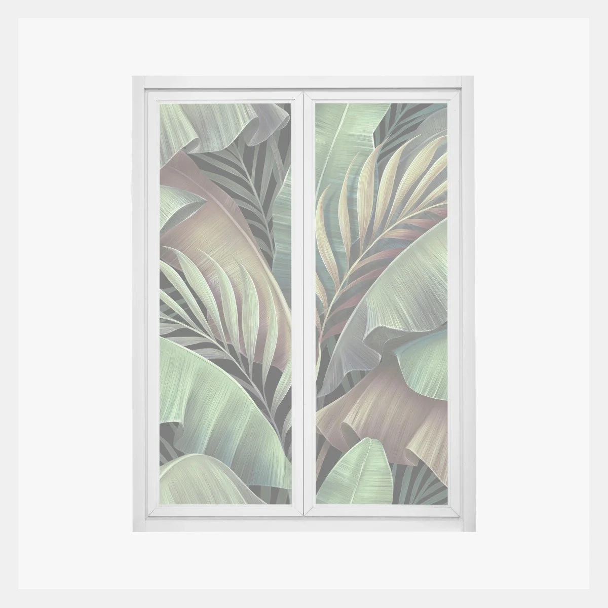 Sticker pour vitres et fenêtres fresque de feuillage tropical aux tons verts – Wallnifity® Sticker pour vitres et fenêtres fresque de feuillage tropical aux tons verts – Wallnifity®