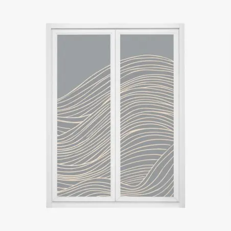 Sticker pour vitres et fenêtres vagues dorées en lignes fluides – Wallnifity®