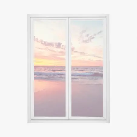 Sticker pour vitres et fenêtres coucher de soleil pastel sur la plage – Wallnifity®