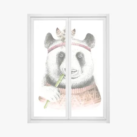 Sticker pour vitres et fenêtres panda bohème à l'aquarelle – Wallnifity®