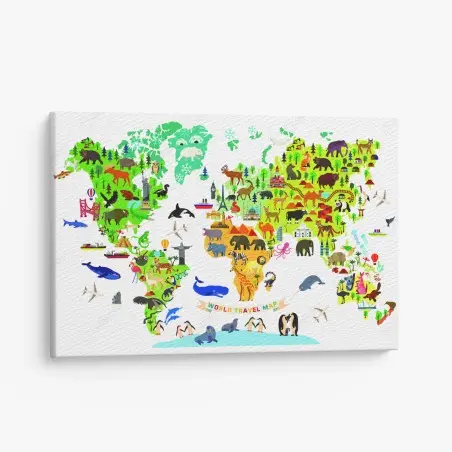 Canvas print colorful world travel map – Wallnifity®