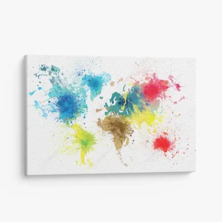 Tableau sur toile carte du monde en éclaboussures de peinture – Wallnifity®