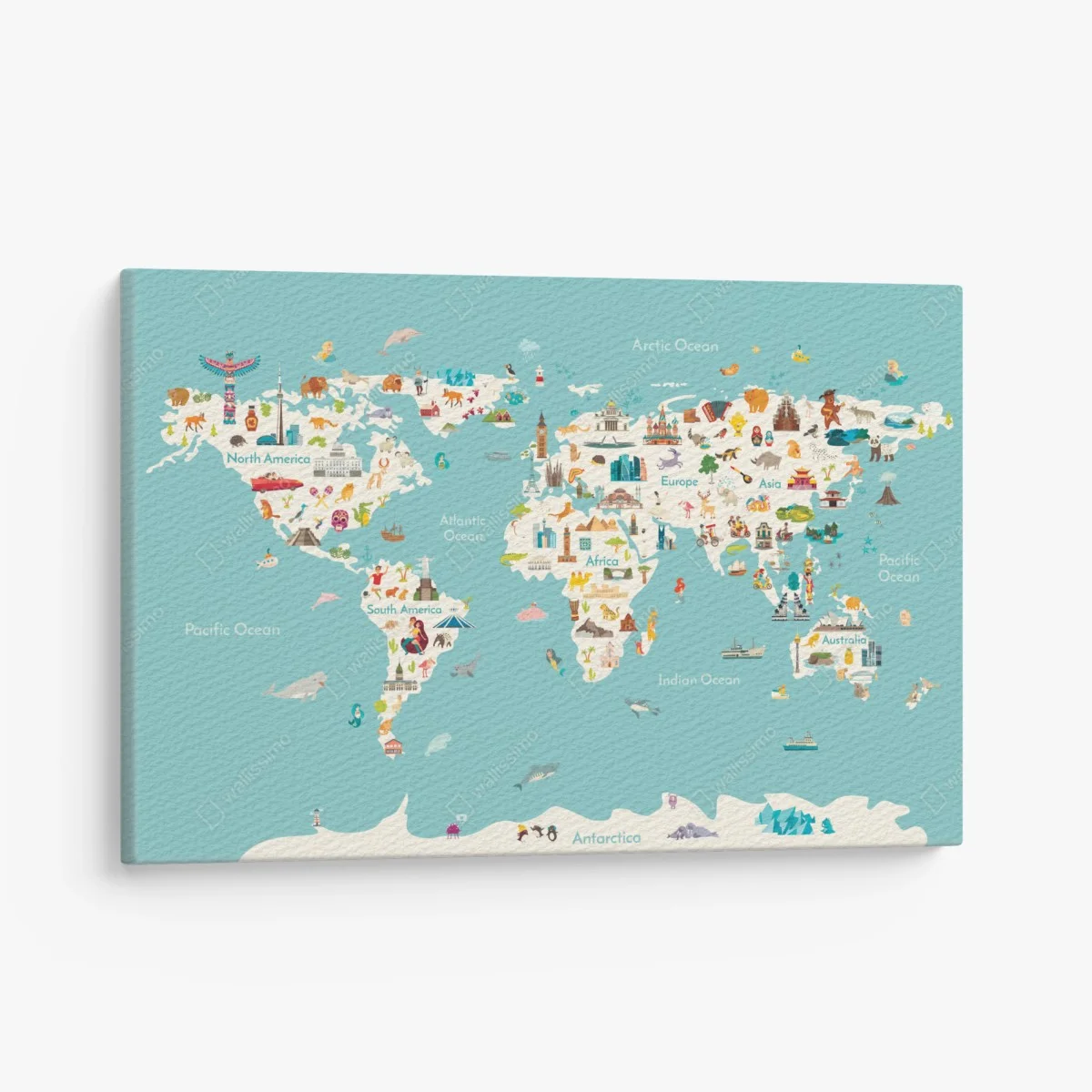 Canvas print colorful illustrated world map for kids – Wallnifity® Canvas print colorful illustrated world map for kids – Wallnifity®