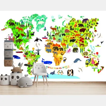 Wall mural colorful world travel map – Wallnifity®
