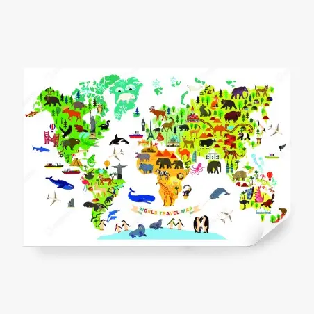 Wall mural colorful world travel map – Wallnifity®