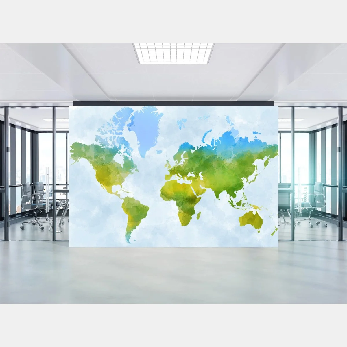 Papier peint mappemonde aquarelle aux tons verts et bleus – Wallnifity® Papier peint mappemonde aquarelle aux tons verts et bleus – Wallnifity®
