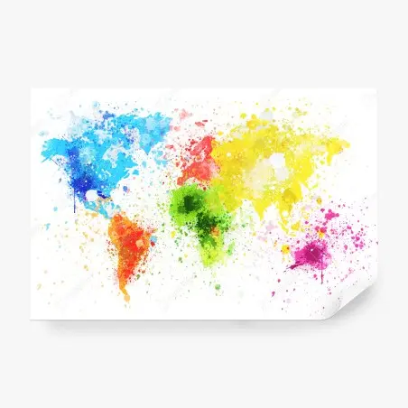 Papier peint carte du monde aquarelle éclaboussée – Wallnifity®