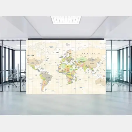 Papier peint planisphère détaillé des pays du monde – Wallnifity®
