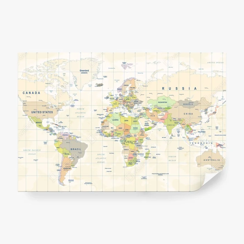 Papier peint planisphère détaillé des pays du monde – Wallnifity® Papier peint planisphère détaillé des pays du monde – Wallnifity®