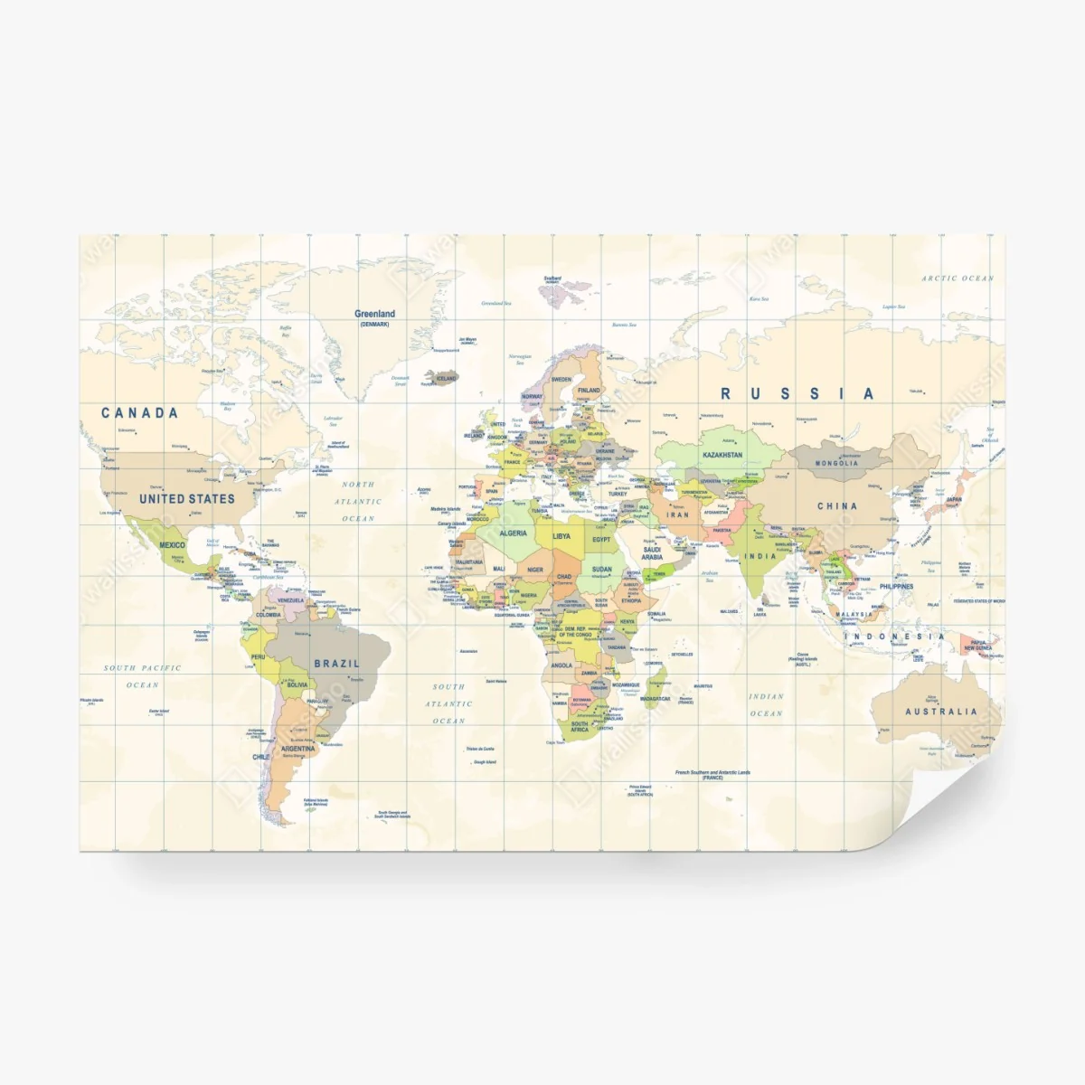 Papier peint planisphère détaillé des pays du monde – Wallnifity® Papier peint planisphère détaillé des pays du monde – Wallnifity®