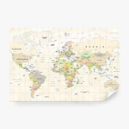 Papier peint planisphère détaillé des pays du monde – Wallnifity®