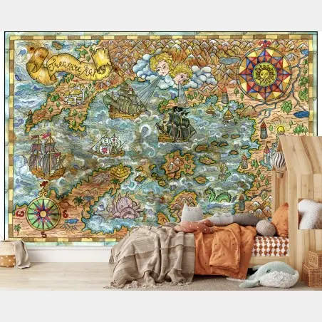 Papier peint carte maritime fantastique au style ancien – Wallnifity®