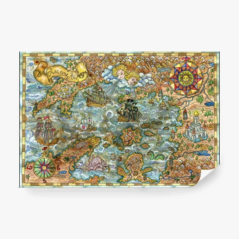 Papier peint carte maritime fantastique au style ancien – Wallnifity® Papier peint carte maritime fantastique au style ancien – Wallnifity®
