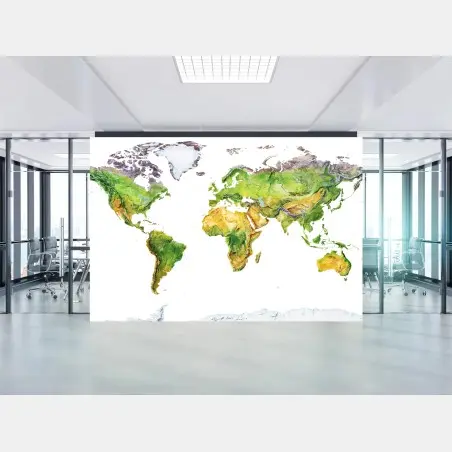 Papier peint carte du monde aquarelle en relief – Wallnifity®