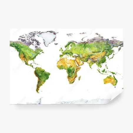 Papier peint carte du monde aquarelle en relief – Wallnifity®