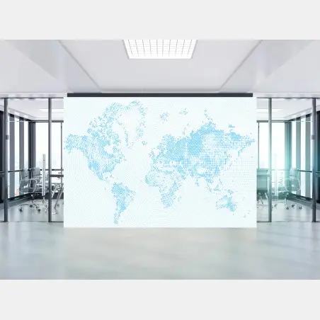 Wall mural turquoise halftone world map – Wallnifity®