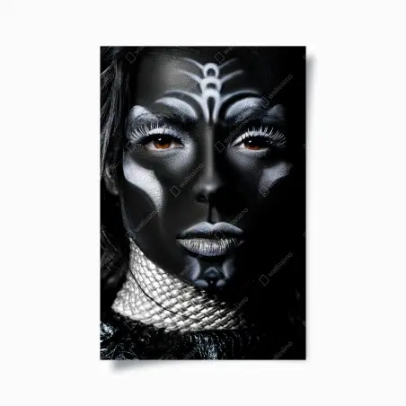 Poster portrait tribal noir et blanc au maquillage artistique – Wallnifity®